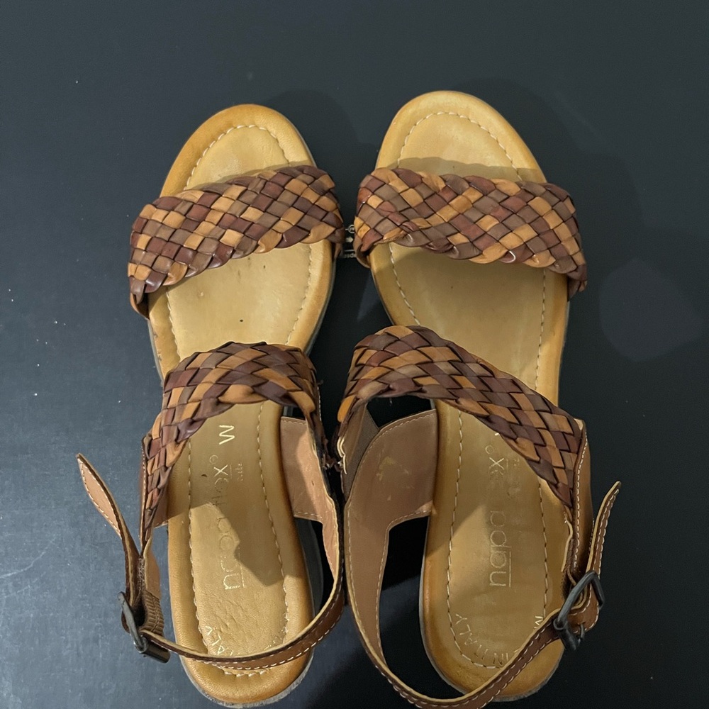 Elegant Tan Woven Sandals 2.5 inches Heel